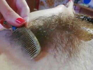 Hairy bush fetish shows the best hairy pussy in close up with big clit