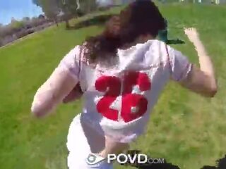 POVD Flexible brunette Kylie Quinn fucked next thing right after football in the park