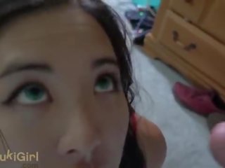 FACE SOAKED IN CUM &commat;Andregotbars Brutal throatfuck for asian daughter in her pajamas POV